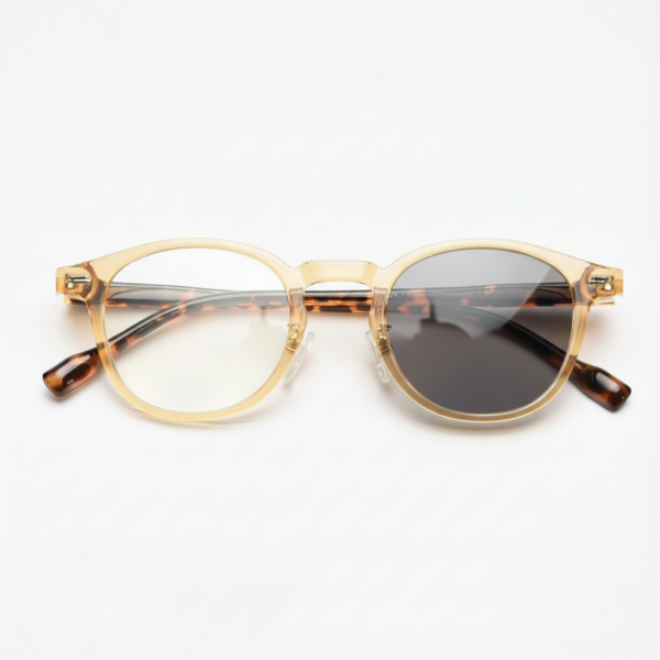 Gail Grey Photochromic Lens Glasses - Yellow Round TR90 Frame - Front View Gail Grey Photochromic Lens Glasses - Yellow Round TR90 Frame