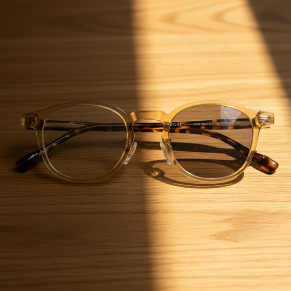Gail Grey Photochromic Lens Glasses - Yellow Round TR90 Frame - Lifestyle Gail Grey Photochromic Lens Glasses - Yellow Round TR90 Frame