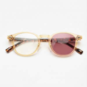 Gail Pink Photochromic Lens Glasses - Yellow Round TR90 Frame