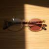 Gail Pink Photochromic Lens Glasses - Yellow Round TR90 Frame - Lifestyle Gail Pink Photochromic Lens Glasses - Yellow Round TR90 Frame