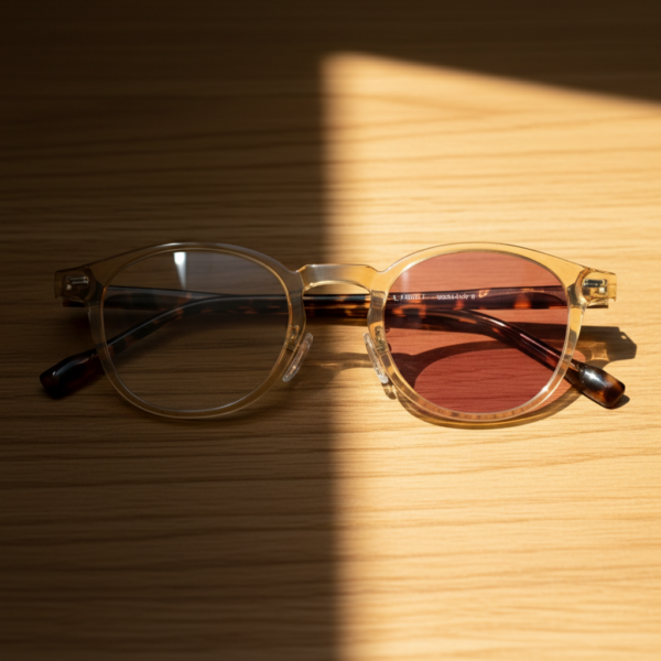 Gail Pink Photochromic Lens Glasses - Yellow Round TR90 Frame - Lifestyle Gail Pink Photochromic Lens Glasses - Yellow Round TR90 Frame