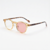Gail Pink Photochromic Lens Glasses - Yellow Round TR90 Frame - Side View Gail Pink Photochromic Lens Glasses - Yellow Round TR90 Frame