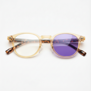 Gail Purple Photochromic Lens Glasses - Yellow Round TR90 Frame