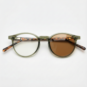 Ida Brown Photochromic Lens Glasses - Green Round TR90 Frame