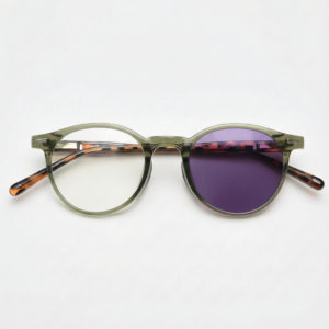 Ida Purple Photochromic Lens Glasses - Green Round TR90 Frame