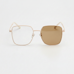 Jade Brown Photochromic Lens Glasses - Gold Square Metal Frame