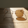 Jade Brown Photochromic Lens Glasses - Gold Square Metal Frame - Lifestyle Jade Brown Photochromic Lens Glasses - Gold Square Metal Frame
