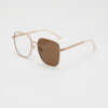 Jade Brown Photochromic Lens Glasses - Gold Square Metal Frame - Side View Jade Brown Photochromic Lens Glasses - Gold Square Metal Frame