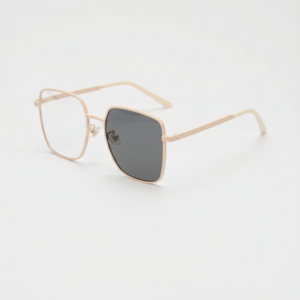 Grey Photochromic Glasses - Gold Square Metal Frame - Side View