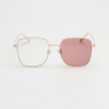 Jade Pink Photochromic Lens Glasses - Gold Square Metal Frame - Front View Jade Pink Photochromic Lens Glasses - Gold Square Metal Frame