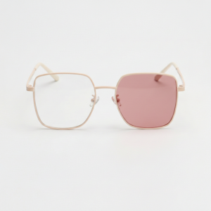 Jade Pink Photochromic Lens Glasses - Gold Square Metal Frame