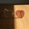 Jade Pink Photochromic Lens Glasses - Gold Square Metal Frame - Lifestyle Jade Pink Photochromic Lens Glasses - Gold Square Metal Frame
