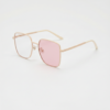 Jade Pink Photochromic Lens Glasses - Gold Square Metal Frame - Side View Jade Pink Photochromic Lens Glasses - Gold Square Metal Frame