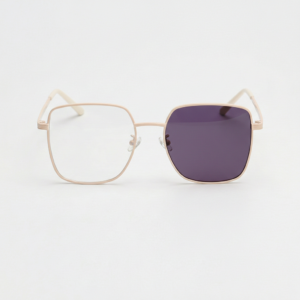 Jade Purple Photochromic Lens Glasses - Gold Square Metal Frame