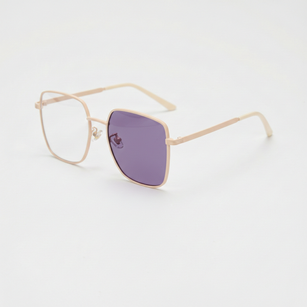 Jade Purple Photochromic Lens Glasses - Gold Square Metal Frame