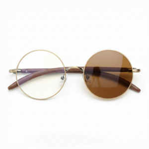 Jo Brown Photochromic Lens Glasses - Gold Round Metal Frame