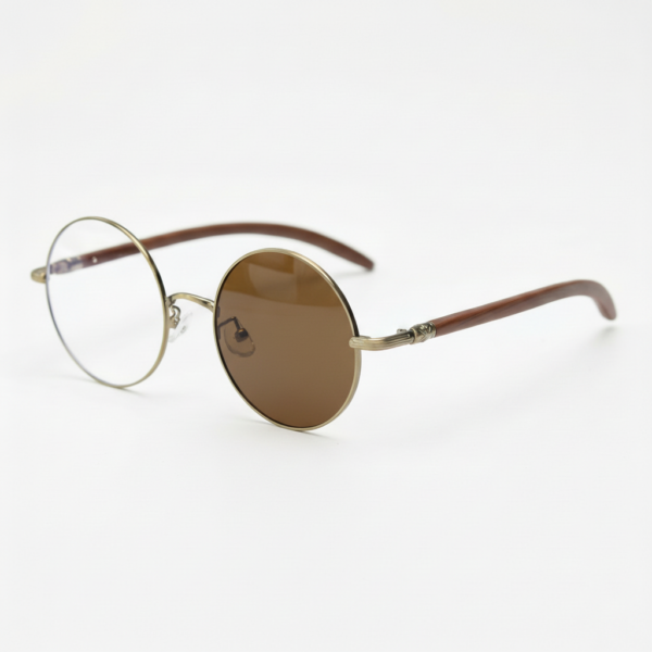 Jo Brown Photochromic Lens Glasses - Gold Round Metal Frame
