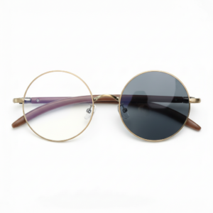 Jo Grey Photochromic Lens Glasses - Gold Round Metal Frame