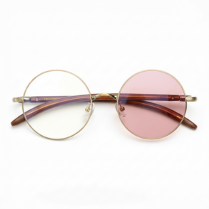 Jo Pink Photochromic Lens Glasses - Gold Round Metal Frame