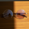Jo Pink Photochromic Lens Glasses - Gold Round Metal Frame