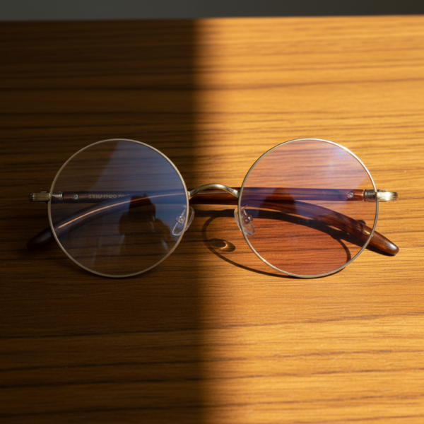 Jo Pink Photochromic Lens Glasses - Gold Round Metal Frame