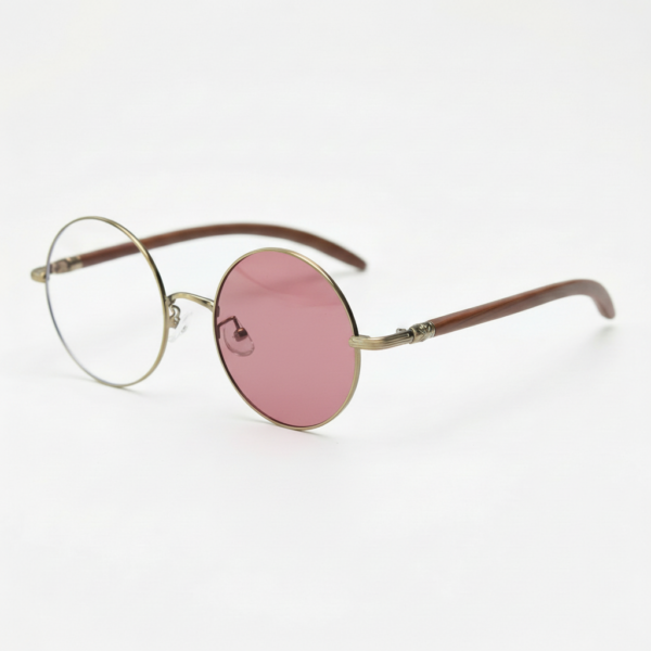 Jo Pink Photochromic Lens Glasses - Gold Round Metal Frame