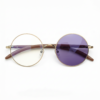 Jo Purple Photochromic Lens Glasses - Gold Round Metal Frame - Front View Jo Purple Photochromic Lens Glasses - Gold Round Metal Frame