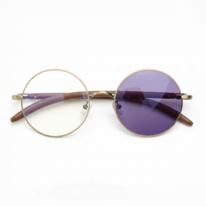 Jo Purple Photochromic Lens Glasses - Gold Round Metal Frame