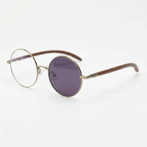 Purple Photochromic Glasses - Gold Round Metal Frame - Side View