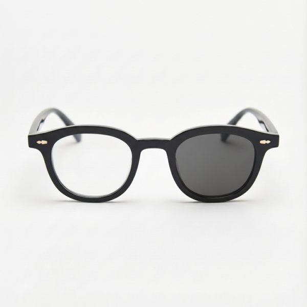 Joyce Grey Photochromic Lens Glasses - Black Oval TR90 Frame - Front View Joyce Grey Photochromic Lens Glasses - Black Oval TR90 Frame