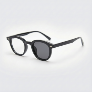 Grey Photochromic Glasses - Black Oval TR90 Frame - Side View