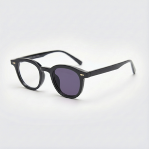 Purple Photochromic Glasses - Black Oval TR90 Frame - Side View