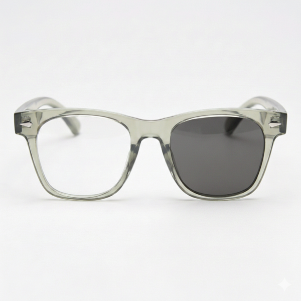 Julie Grey Photochromic Lens Glasses - Green Rectangle TR90 Frame - Front View Julie Grey Photochromic Lens Glasses - Green Rectangle TR90 Frame