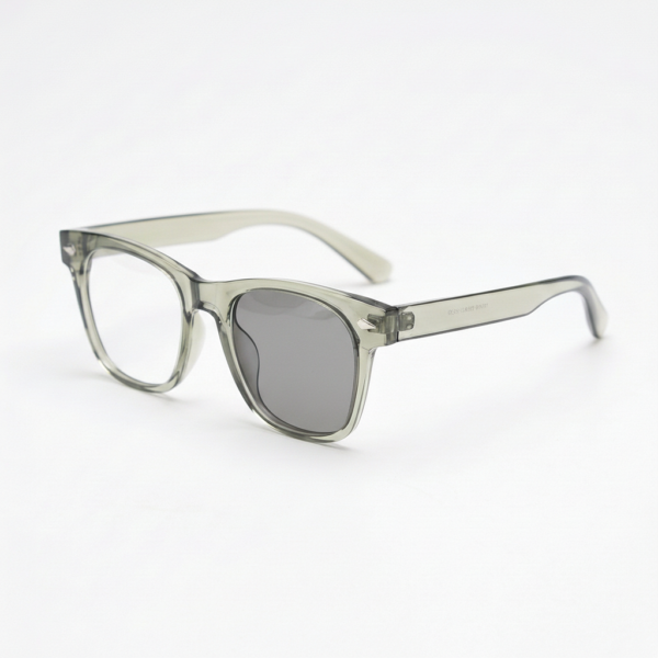 Julie Grey Photochromic Lens Glasses - Green Rectangle TR90 Frame - Side View Julie Grey Photochromic Lens Glasses - Green Rectangle TR90 Frame