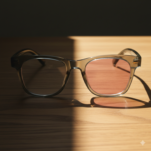 Julie Pink Photochromic Lens Glasses - Green Rectangle TR90 Frame - Lifestyle Julie Pink Photochromic Lens Glasses - Green Rectangle TR90 Frame