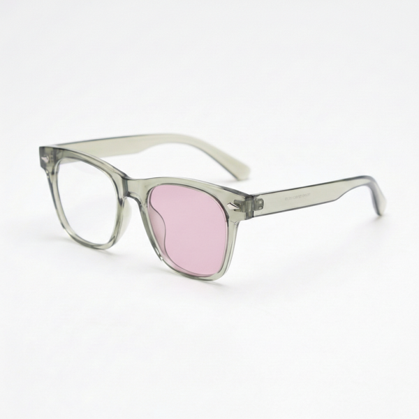 Julie Pink Photochromic Lens Glasses - Green Rectangle TR90 Frame - Side View Julie Pink Photochromic Lens Glasses - Green Rectangle TR90 Frame