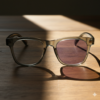 Julie Purple Photochromic Lens Glasses - Green Rectangle TR90 Frame - Lifestyle Julie Purple Photochromic Lens Glasses - Green Rectangle TR90 Frame