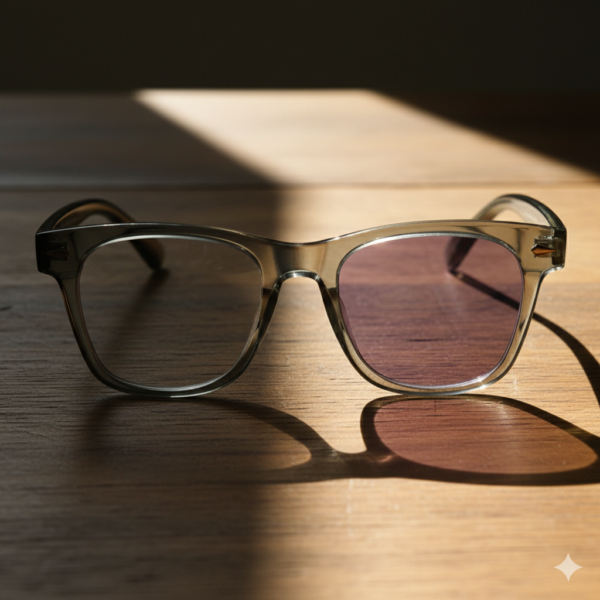 Julie Purple Photochromic Lens Glasses - Green Rectangle TR90 Frame - Lifestyle Julie Purple Photochromic Lens Glasses - Green Rectangle TR90 Frame
