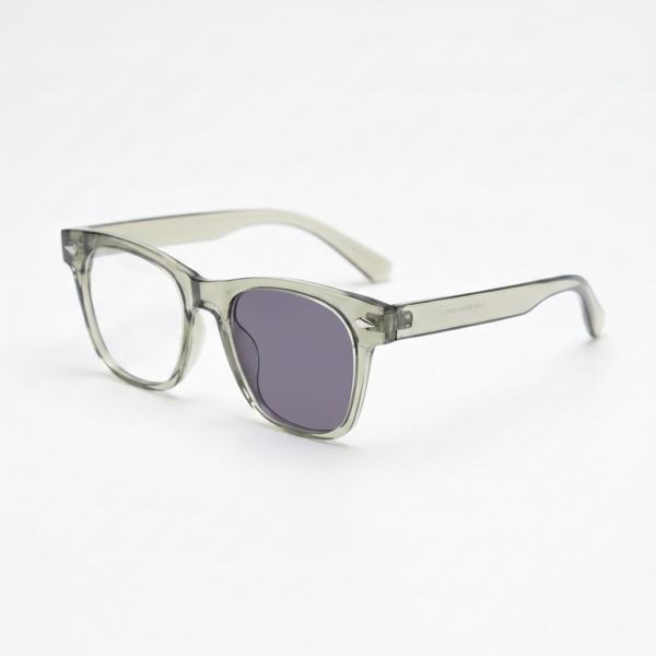 Julie Purple Photochromic Lens Glasses - Green Rectangle TR90 Frame - Side View Julie Purple Photochromic Lens Glasses - Green Rectangle TR90 Frame