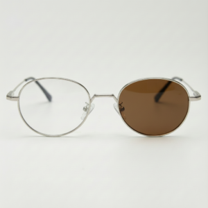 June Brown Photochromic Lens Glasses - Silver Round Stainless steel Frame