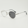 June Grey Photochromic Lens Glasses - Silver Round Stainless steel Frame - Side View June Grey Photochromic Lens Glasses - Silver Round Stainless steel Frame