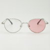 June Pink Photochromic Lens Glasses - Silver Round Stainless steel Frame