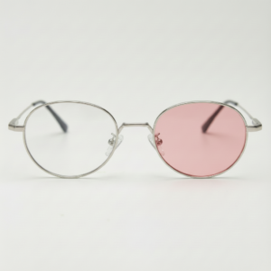 June Pink Photochromic Lens Glasses - Silver Round Stainless steel Frame
