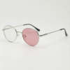 June Pink Photochromic Lens Glasses - Silver Round Stainless steel Frame