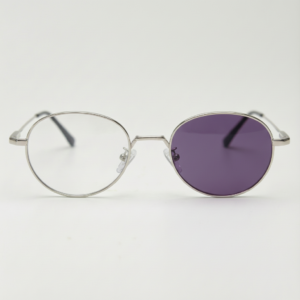 June Purple Photochromic Lens Glasses - Silver Round Stainless steel Frame