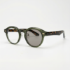 Lena Grey Photochromic Lens Glasses - Olive green Round TR90 Frame - Side View Lena Grey Photochromic Lens Glasses - Olive green Round TR90 Frame