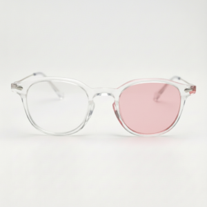 Lora Pink Photochromic Lens Glasses - Clear Round TR90 Frame - Front View Lora Pink Photochromic Lens Glasses - Clear Round TR90 Frame