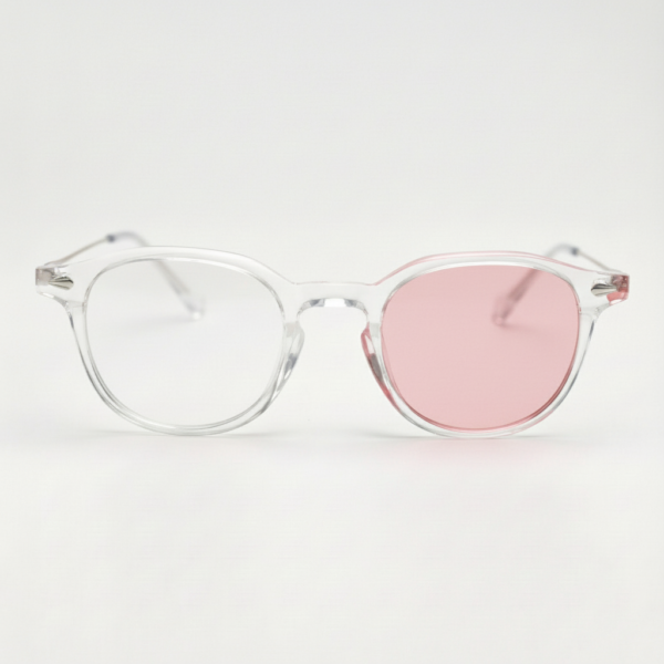 Lora Pink Photochromic Lens Glasses - Clear Round TR90 Frame - Front View Lora Pink Photochromic Lens Glasses - Clear Round TR90 Frame