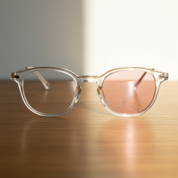 Lora Pink Photochromic Lens Glasses - Clear Round TR90 Frame - Lifestyle Lora Pink Photochromic Lens Glasses - Clear Round TR90 Frame