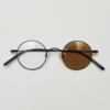 LVY Brown Photochromic Lens Glasses - Matte black Round Titanium Frame - Front View LVY Brown Photochromic Lens Glasses - Matte black Round Titanium Frame